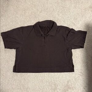 lululemon athletica Black Short Sleeve Polo Crop Top